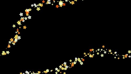 an abstract frame with yellow and orange floral elements on a black background. modern and elegant design with a unique and vibrant feel