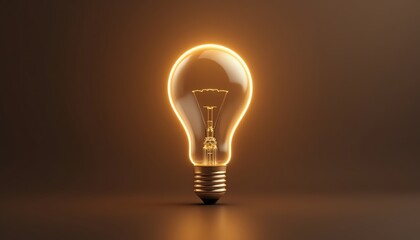 Glowing light bulb representing bright ideas.