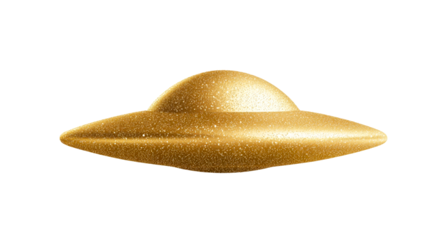 Golden ufo with sparkling texture on transparent background - Powered by Adobe