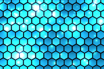 Naklejka premium Blue background with hexagon concept. Big data visualization. Vector illustration.