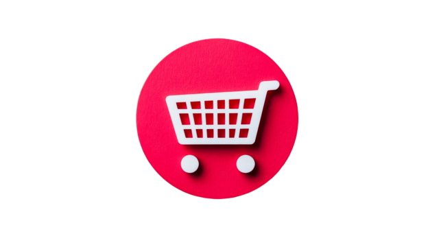 Shopping cart icon on a vibrant background for online retail