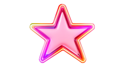 Colorful star shape with translucent edges on a transparent background