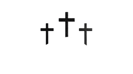 Three black crosses on a transparent religious theme