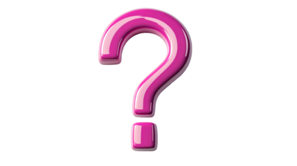 Bright pink question mark design with transparent background