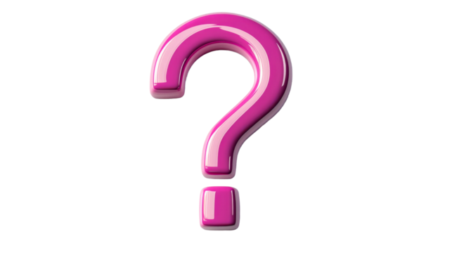 Bright pink question mark design with transparent background
