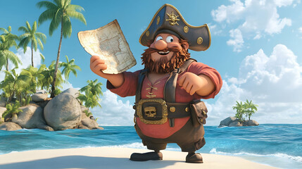 Jolly Roger's Tropical Treasure Hunt: A 3D Animated Pirate's Adventure on a Sunny Island Paradise