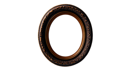 Ornate vintage oval frame with intricate detailing and no background