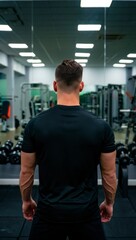 Fototapeta premium une salle de sport vu du dos d'un sportif 