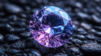 Exploring the mesmerizing brilliance of tanzanite against a deep black backdrop, where light and color dance in a chaotic harmony of nature's beauty