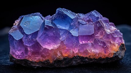 Exploring the mesmerizing beauty of tanzanite crystals shining against a pitch-black backdrop revealing their vibrant hues