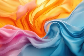 Obraz premium Swirling silks in sunset hues. A vibrant textile abstract.