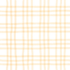 Orange Plaid Gingham Hand Drawn Background Pattern Overlay