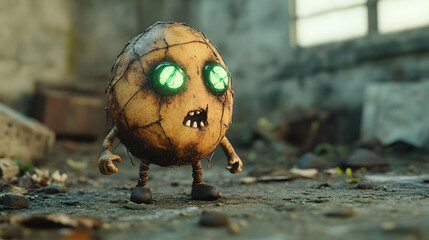 Lost Rusty Robot in Desolate Landscape