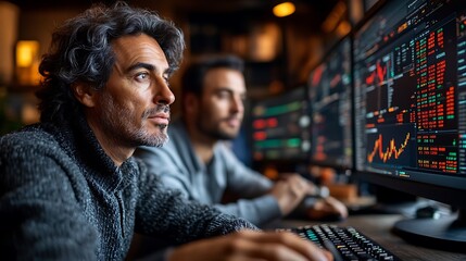 Obraz premium Traders analyzing stock market data.