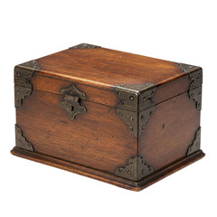 Antique wooden box with metal corner brackets. clipart isolated on transparent background