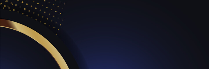 Abstract Dark Navy Blue Background with Gold Accents