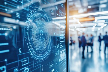 AI Surveillance System with Facial Recognition Displayed on Security Control Monitors in Public Monitoring Setup