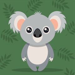 Cute and funny Koala. Baby koala bear standing. Vector illustration of koala character design with flat color. Can be used for design of t-shirts, posters and Baby Shower party and characters.