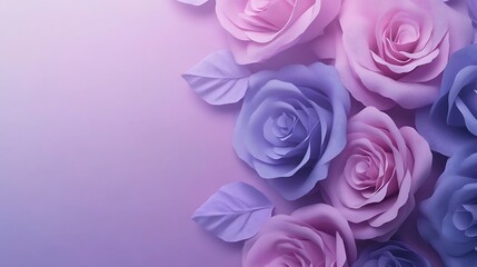 Breathtaking lavender and blue roses with blurred pink backdrop image