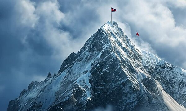 Hicker's flag on the top of a hill