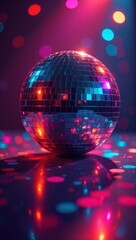 Obraz premium Disco Ball Party - Colorful Bokeh Celebration. Ideal for party-themed websites, celebration advertisements, disco event graphics, music festival designs