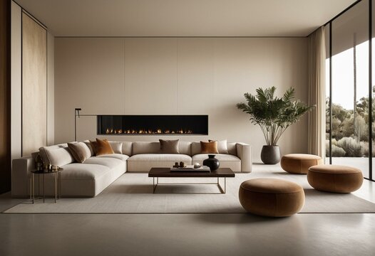 A living room filled with furniture and a large window.