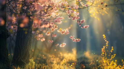 Sunrays coming through the trees