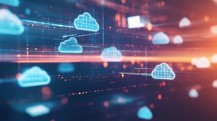 Fototapeta premium Cloud data stream futuristic digital infrastructure information system image