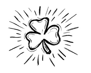 Clover Leaf Crayon Chalk Drawing Vector