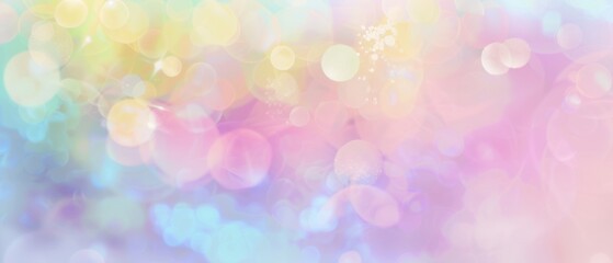 Abstract blurred pastel rainbow color background banner with soft pastels and a dreamy, ethereal feel flow fog.