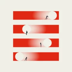 Gordijnen Business and capitalism vector concept. Symbol of corporate career, teamwork, success. Minimal design eps10 illustration. © jozefmicic