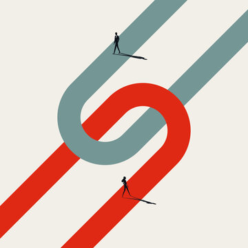 Business merger or cooperation vector concept. Symbol of deal, agreement, strategy, union. Minimal design eps10 illustration.