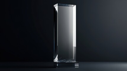 A tall rectangular award plaque in a vertical orientation crystal.
