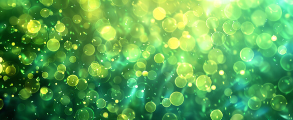 Fototapeta premium Abstract green bAokeh lights create a magical and dreamy atmosphere.
