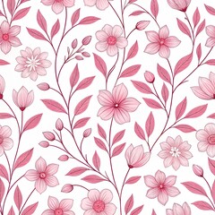 Vintage pink floral vector pattern for seamless spring decor