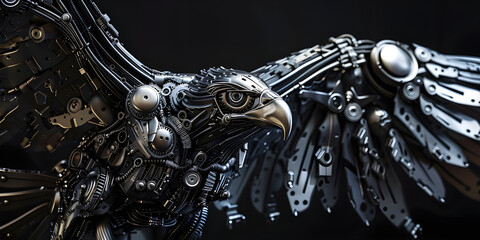 Steampunk style eagle with outstretched wings. © Mrkvica