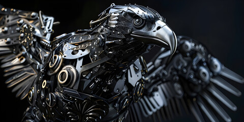 Steampunk style eagle with outstretched wings. © Mrkvica