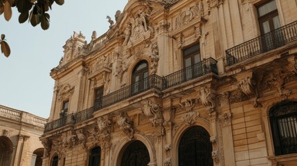 Fototapeta premium close up of building with many windows and balconies