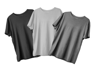 three t shirt isolated on white background