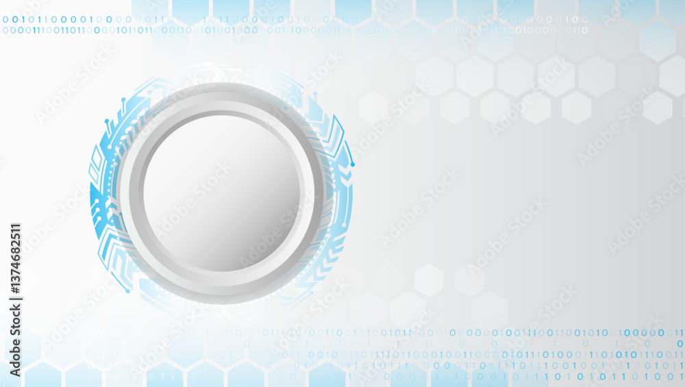 Fototapete Hi-tech digital technology and engineering concept. Wide Sci fi template with polygons and circle. Abstract hexagons science on the white background.