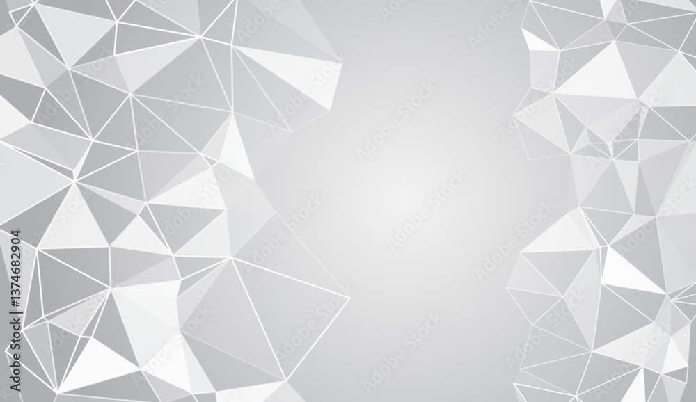 Poster Modern minimalist design is perfect for tech, business and digital projects. Abstract geometric background with low poly triangle shapes in grey and white tones.