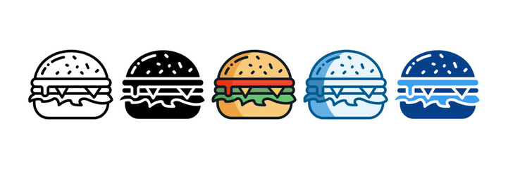 Burger Icon Set Multiple Style Collection