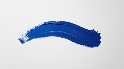Digital illustration of a blue brush stroke on a white background. the brush stroke is curved and appears to be made up of multiple layers of blue paint, creating a wave-like shape.