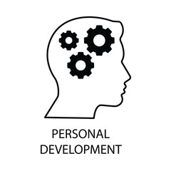 Vector icon for personal development. Line art illustrating progress, learning, and personal growth.