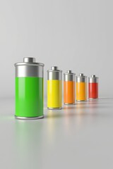 Fototapeta premium a row of colorful batteries on a white surface