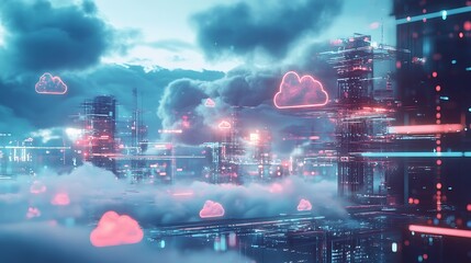 Obraz premium Global cloud system technology digital platform business service image