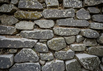 A stone wall with moss growing on it.