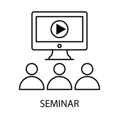 Vector icon for seminar. A professional illustration of a speaker presenting to an audience.
