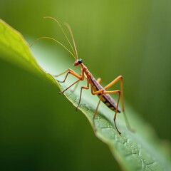 a large insect is standing on a leaf