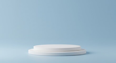 White Product Display Podium on Light Blue Background for Presentation